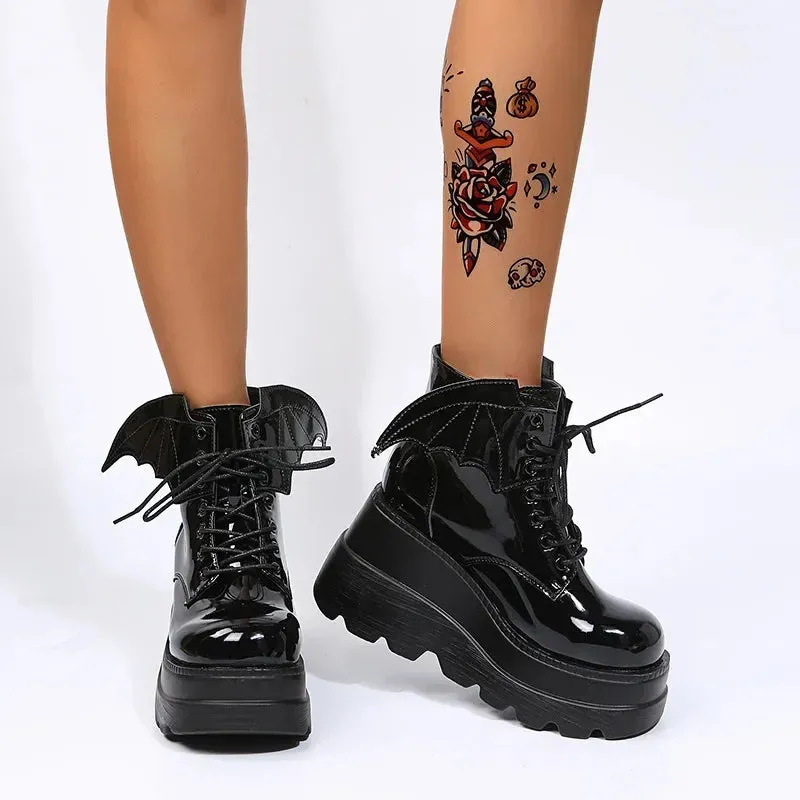 Gothic Bat Patent Boot