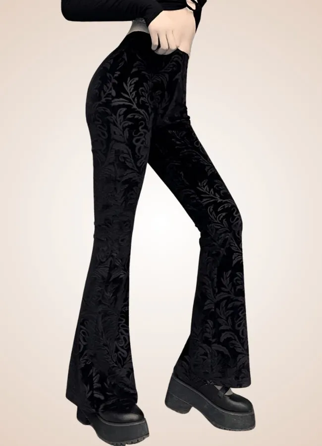 Gothic High Waist Jacquard Pants