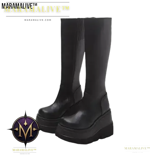 Gothic Knight Boots Slay in Mid-High Chunky Platforms