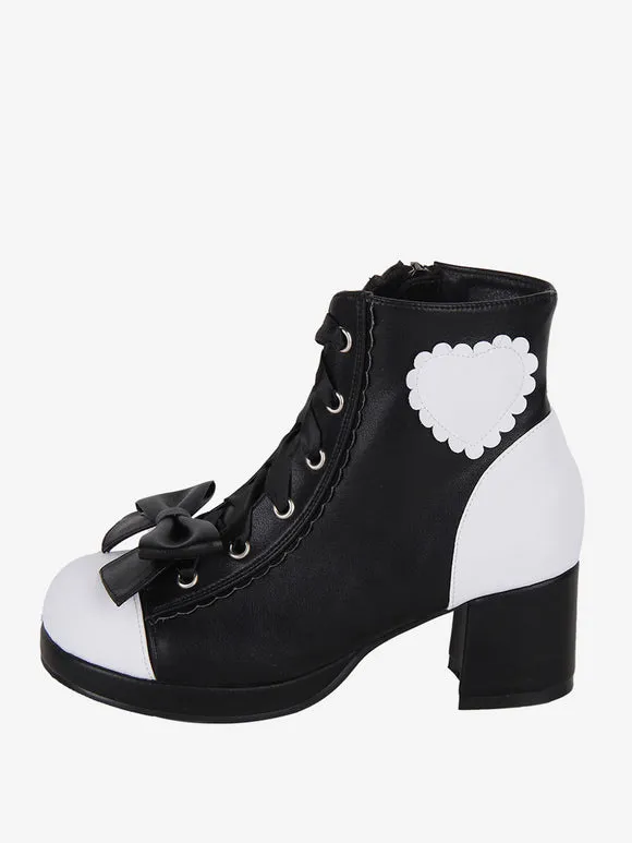 Gothic Lolita Boots PU Leather Floral Print Rivets Open Toe Black Lolita Footwear