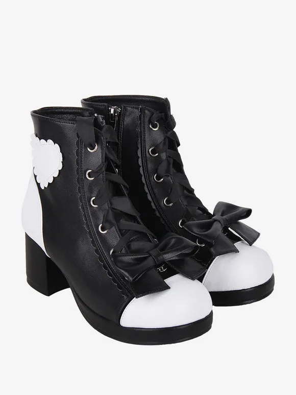 Gothic Lolita Boots PU Leather Floral Print Rivets Open Toe Black Lolita Footwear