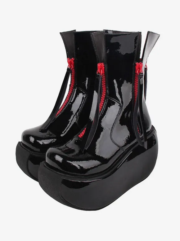 Gothic Lolita Boots PU Leather PU Round Toe White Lolita Footwear