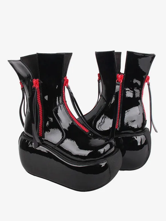 Gothic Lolita Boots PU Leather PU Round Toe White Lolita Footwear