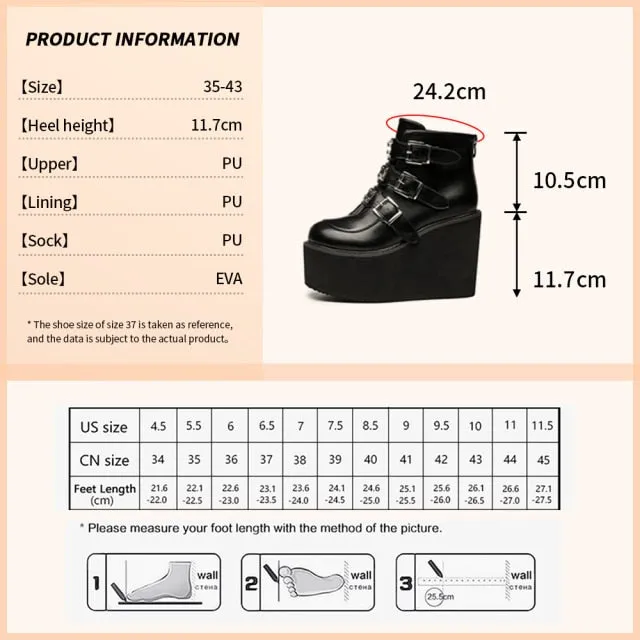 Gothic Style Wedges Shoes Fashion Ankle Boots