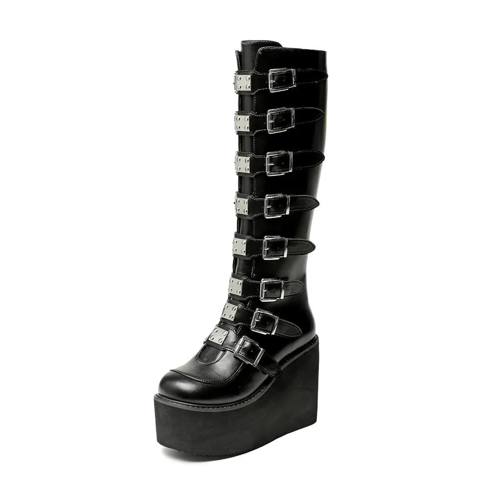 Gothic Style Wedges Shoes Fashion Ankle Boots