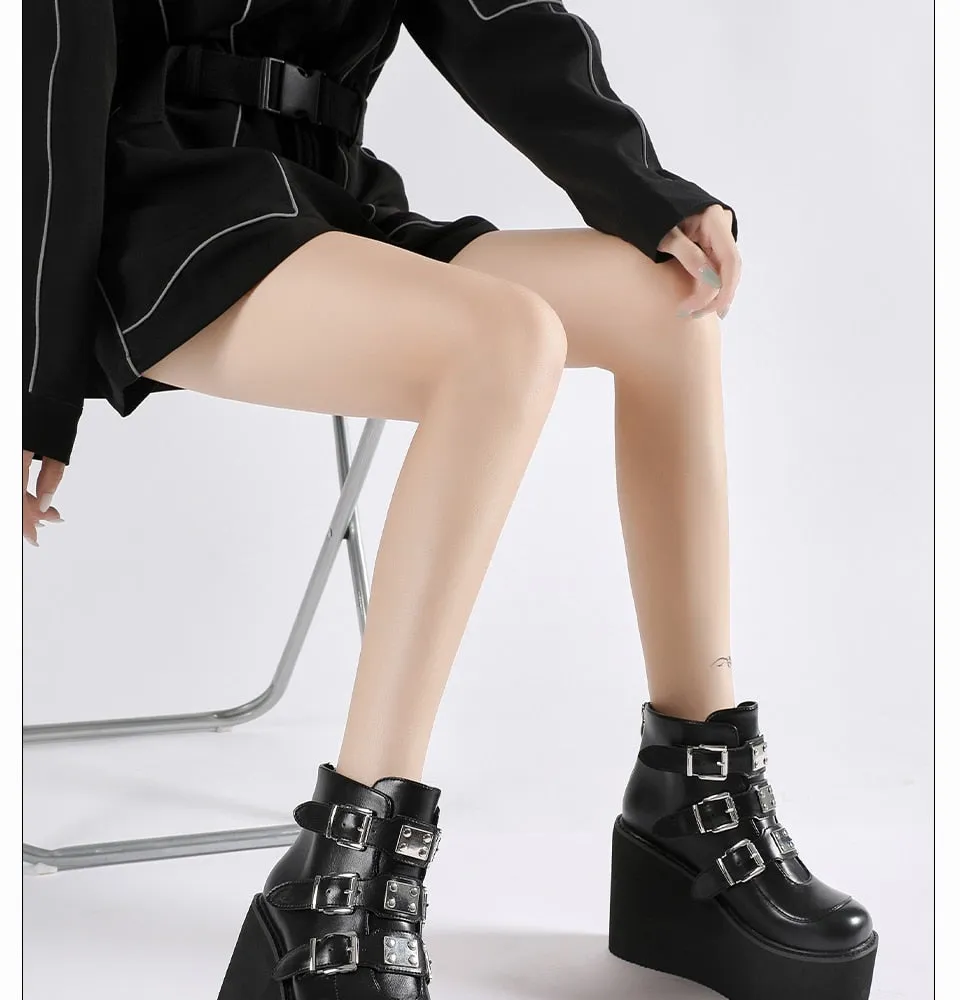 Gothic Style Wedges Shoes Fashion Ankle Boots