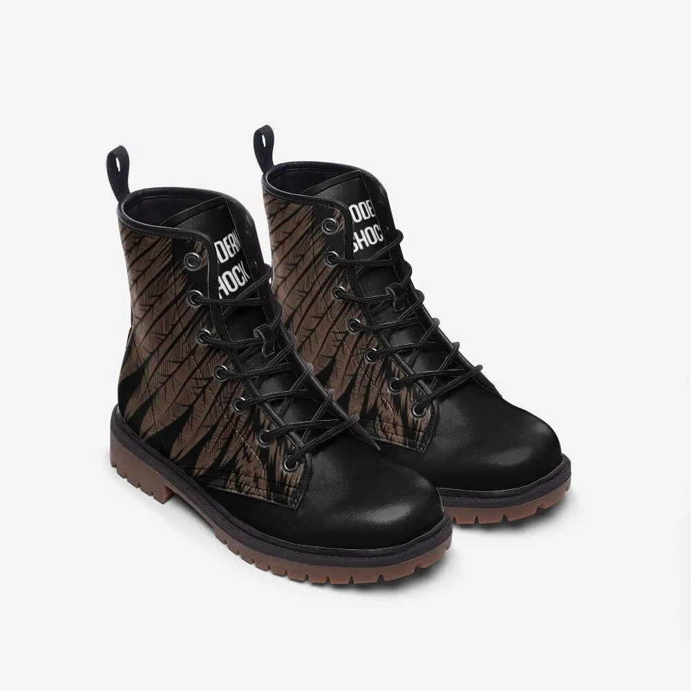 Gothic Wings Black Vegan Leather Unisex Boots