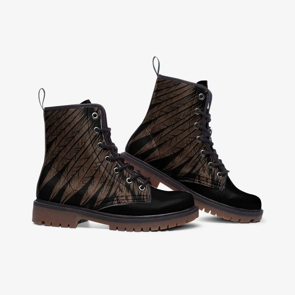 Gothic Wings Black Vegan Leather Unisex Boots
