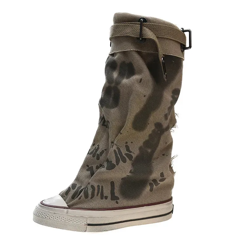 Graffiti High Top Canvas Shoes Women's Spring Boots