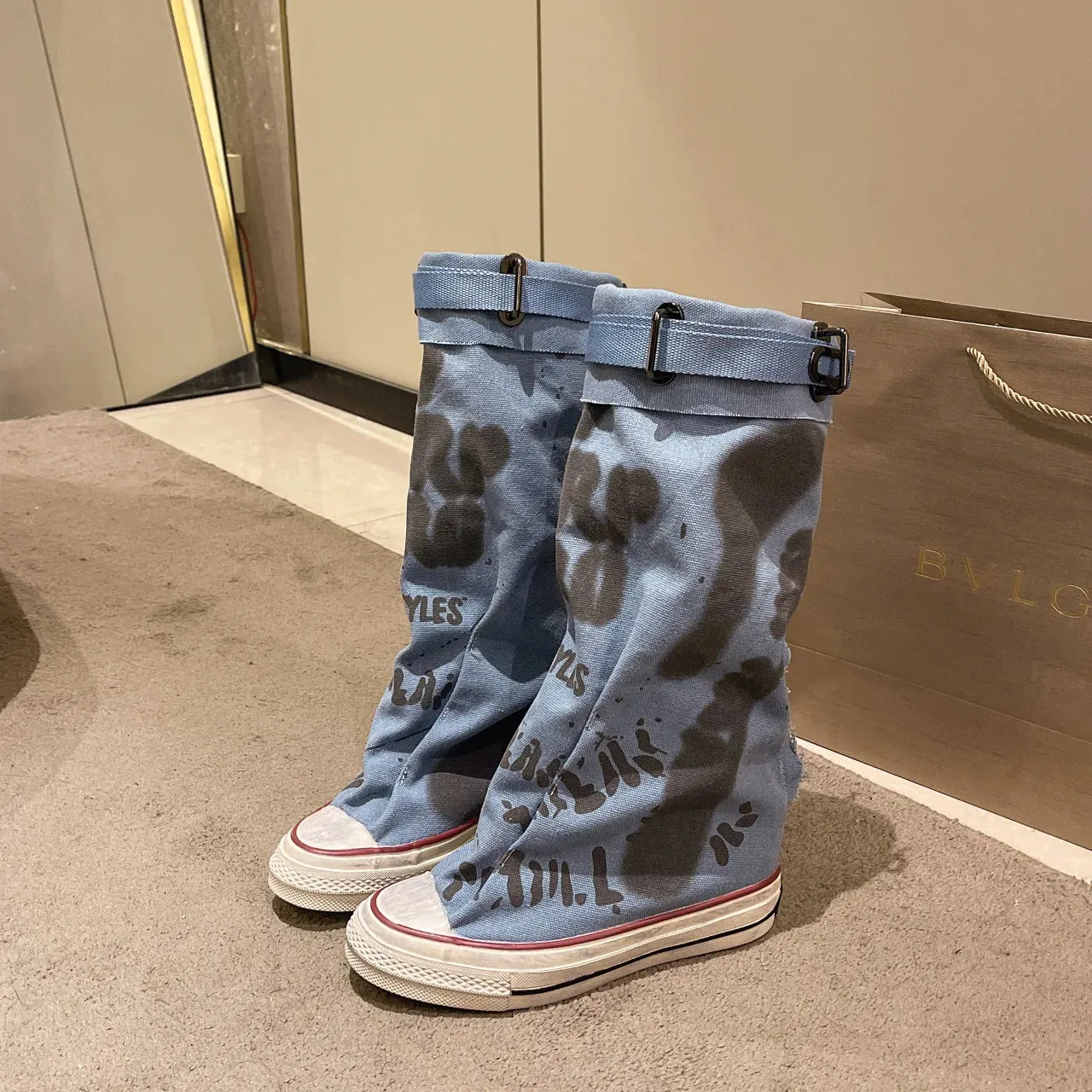 Graffiti High Top Canvas Shoes Women's Spring Boots