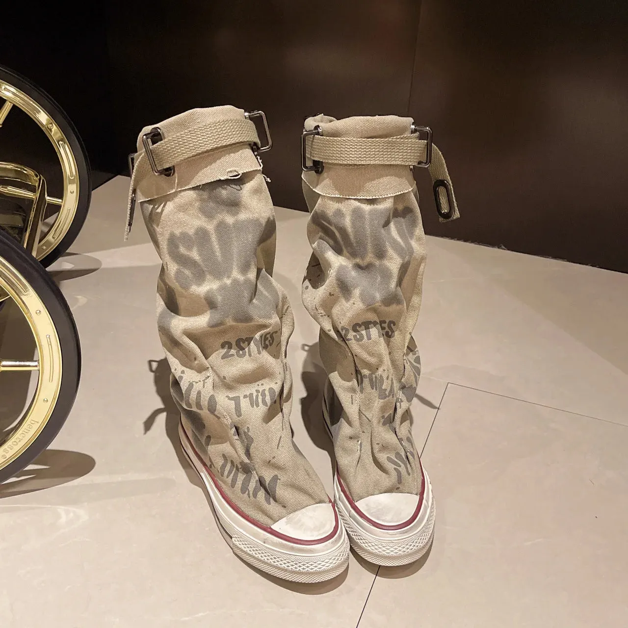 Graffiti High Top Canvas Shoes Women's Spring Boots