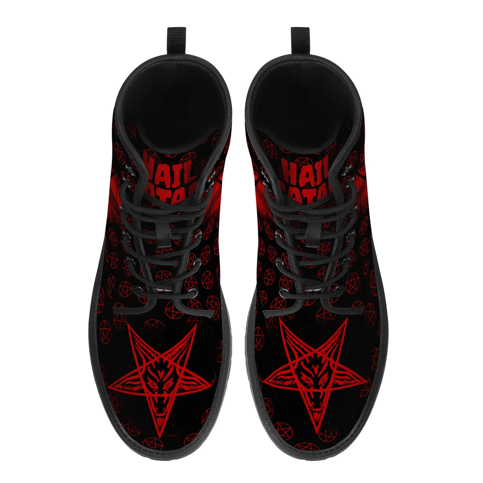 Hail Satan Spray Paint Baphomet / Unisex Faux Synthetic Leather Boots - New