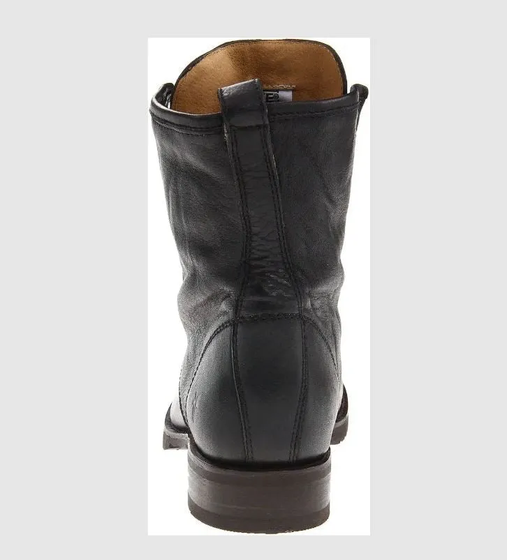 Handmade Black Combat Boots for Men - Full Grain Leather