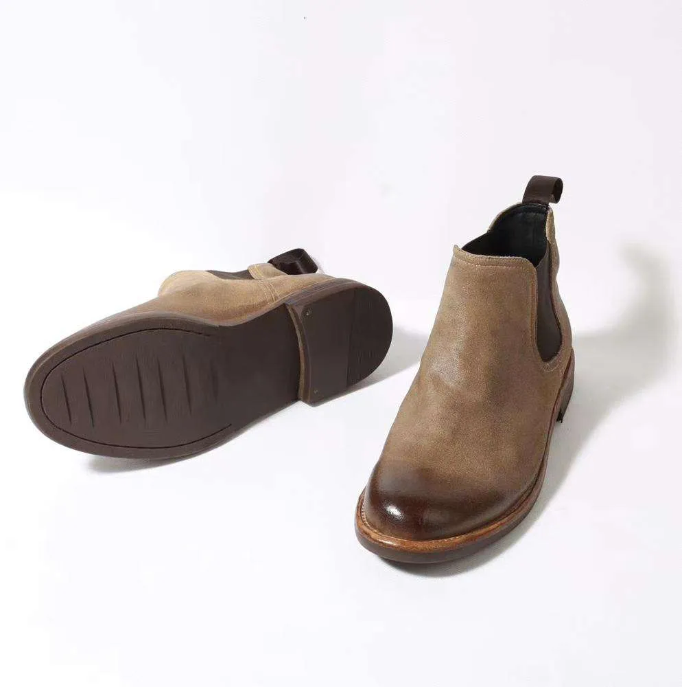 Handmade Leather Suede Casual Chelsea Boots