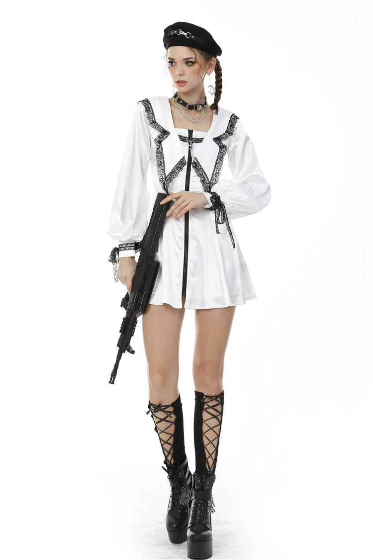 Heartless- White Gothic Mini Dress