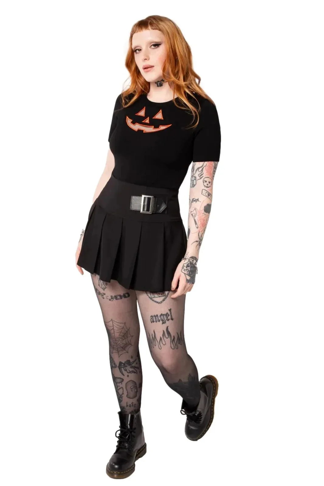 Hell Bunny Jack-O-Lantern Top - Gothic Halloween Pumpkin