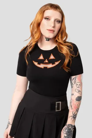 Hell Bunny Jack-O-Lantern Top - Gothic Halloween Pumpkin