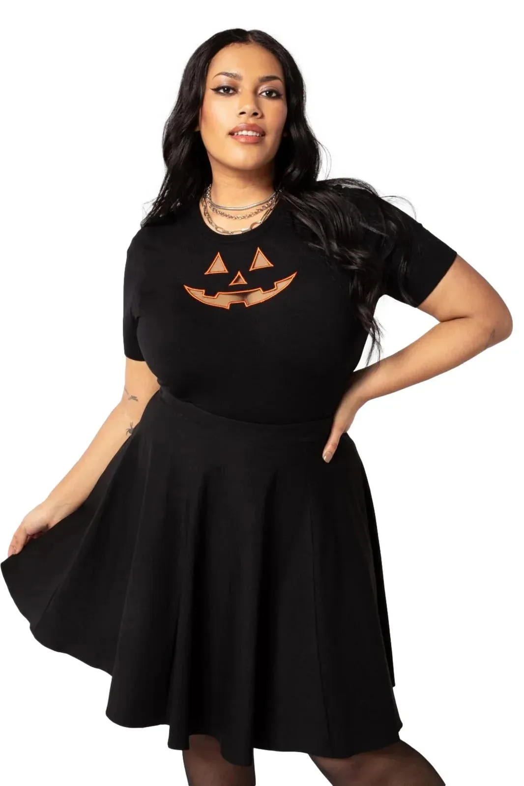 Hell Bunny Jack-O-Lantern Top - Gothic Halloween Pumpkin
