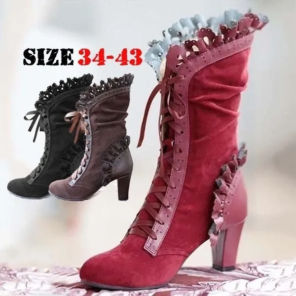 High Heel Boots for Steampunk Boots Victorian Vintage Gothic Cosplay Lolita Goth Boots
