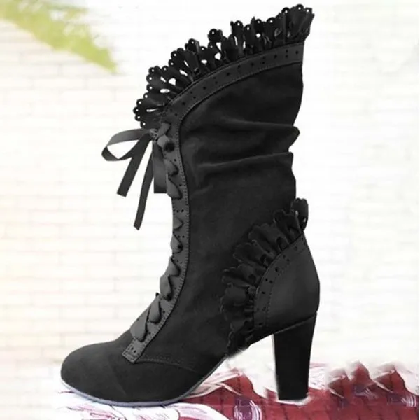 High Heel Boots for Steampunk Boots Victorian Vintage Gothic Cosplay Lolita Goth Boots