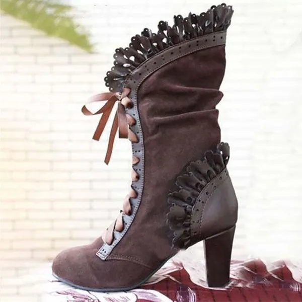 High Heel Boots for Steampunk Boots Victorian Vintage Gothic Cosplay Lolita Goth Boots