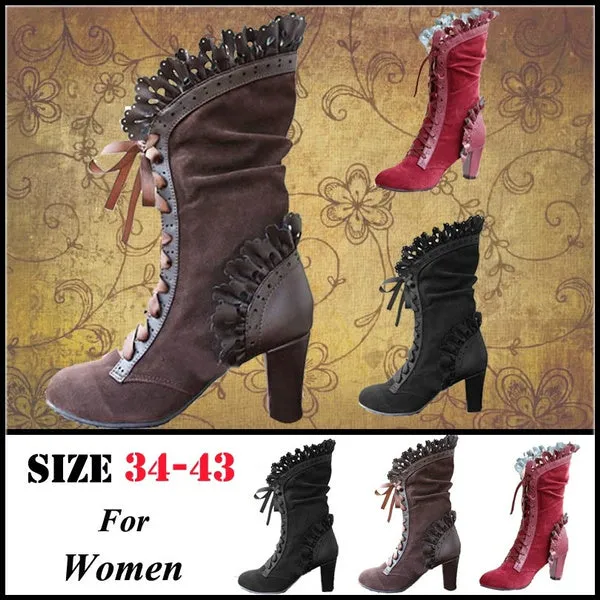 High Heel Boots for Steampunk Boots Victorian Vintage Gothic Cosplay Lolita Goth Boots