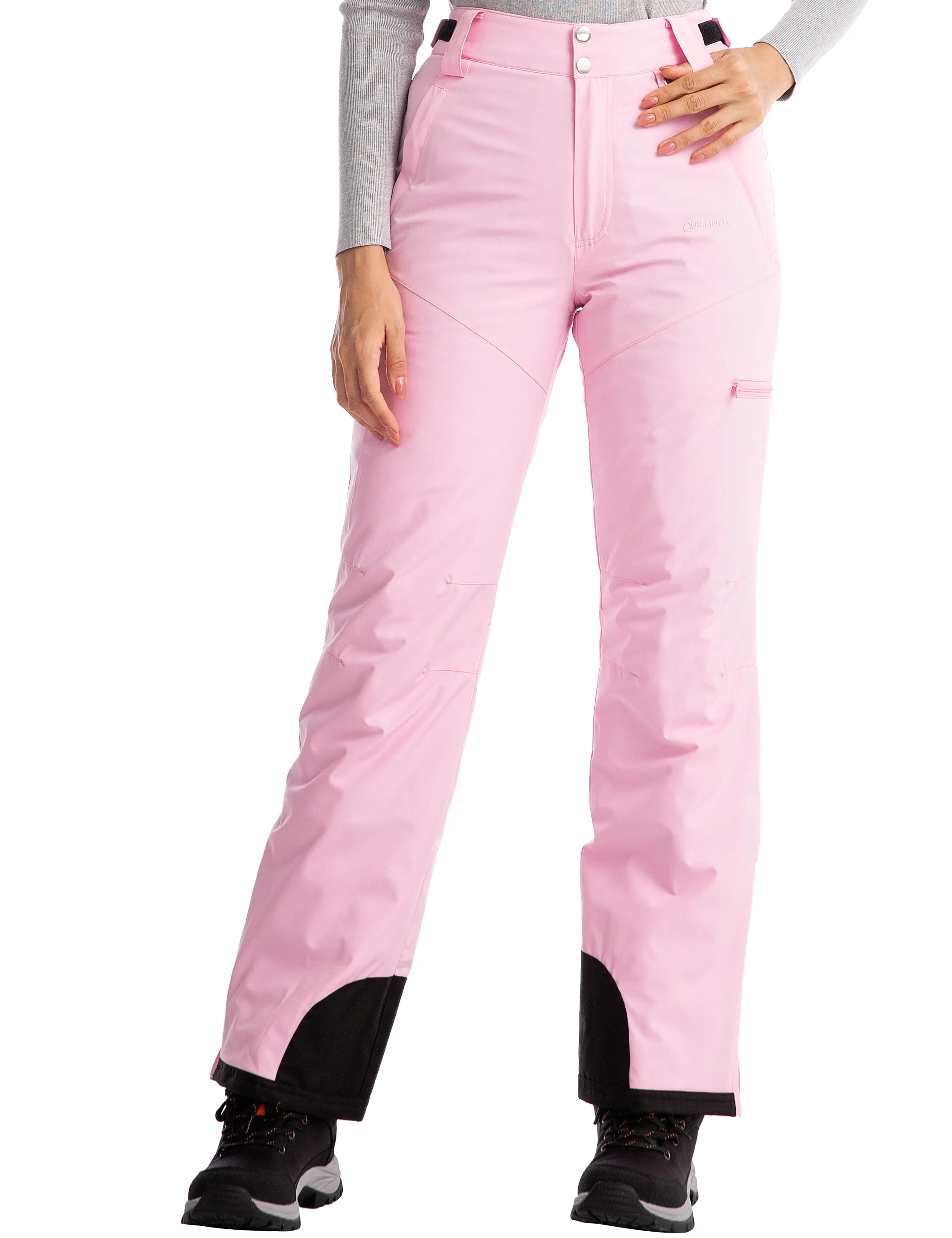 iCreek Womens Snow Pants Insulated Winter Warm Snow Trousers Sports Windproof Outdoor（Pink）
