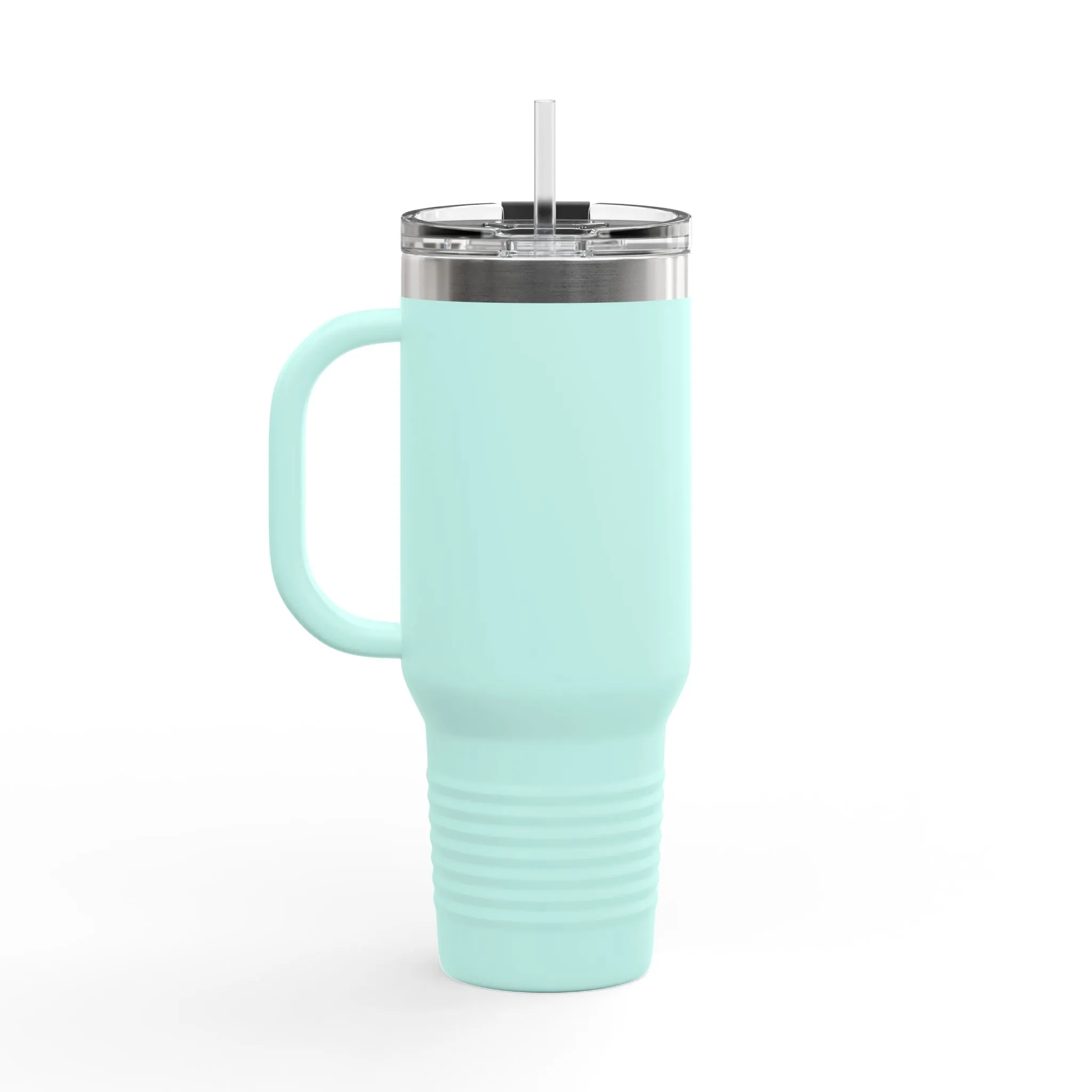 Insulated Travel Mug - 40oz Adventurous Design with Playing Cards & Drinks