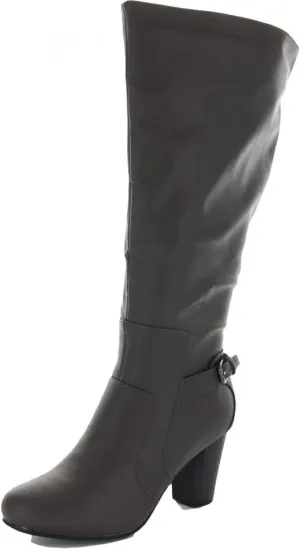 Journee Collection Womens Carver Wide Calf Knee-High Boots Gray 10M
