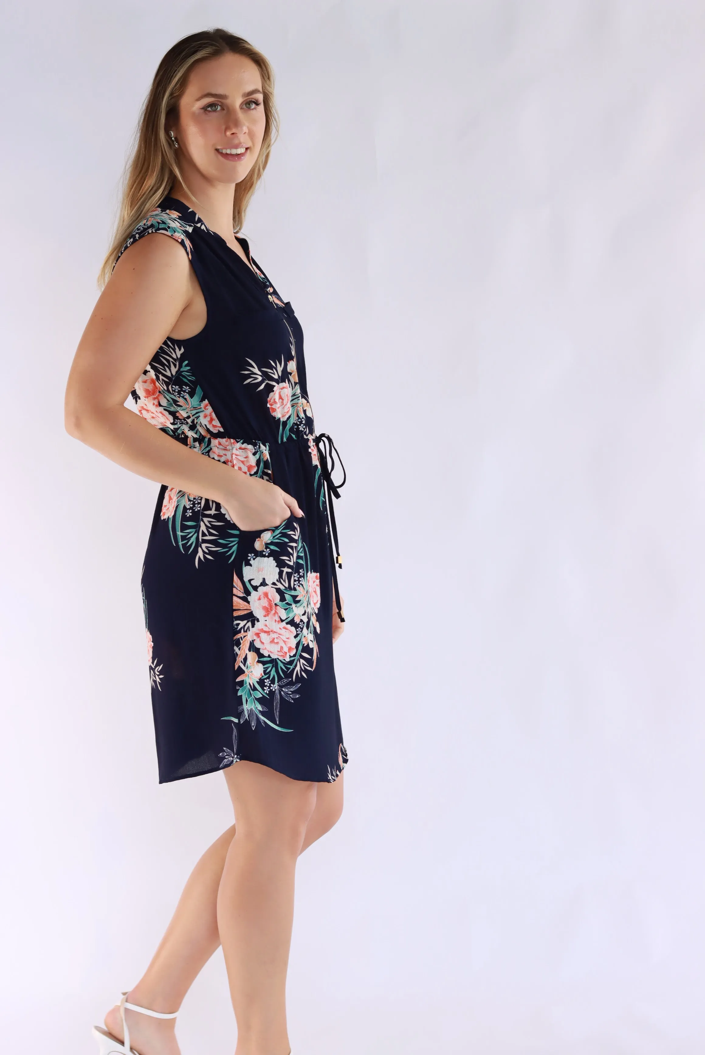 Kareena Knee Dress In Navy