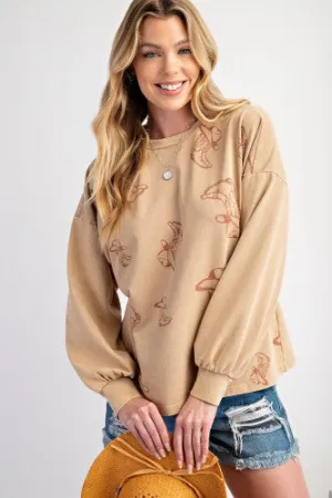 Khaki Boots Mineral Wash Terry Knit Pullover