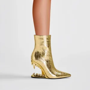 Kimberly – Pointed Wolf Teeth Shaped Heel Women's Boots