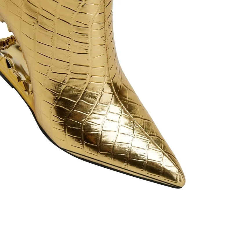 Kimberly – Pointed Wolf Teeth Shaped Heel Women's Boots