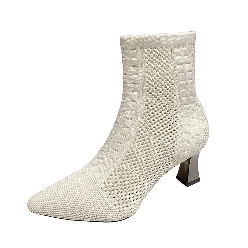 Knitted Sock Short Pointed Chunky Heel