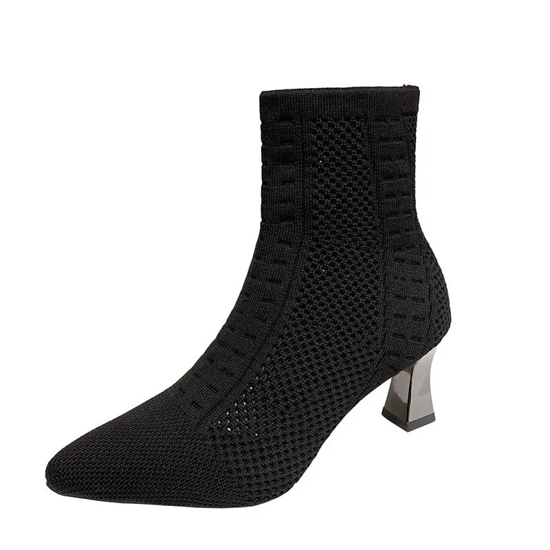 Knitted Sock Short Pointed Chunky Heel