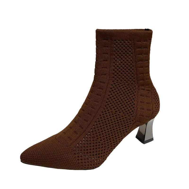 Knitted Sock Short Pointed Chunky Heel