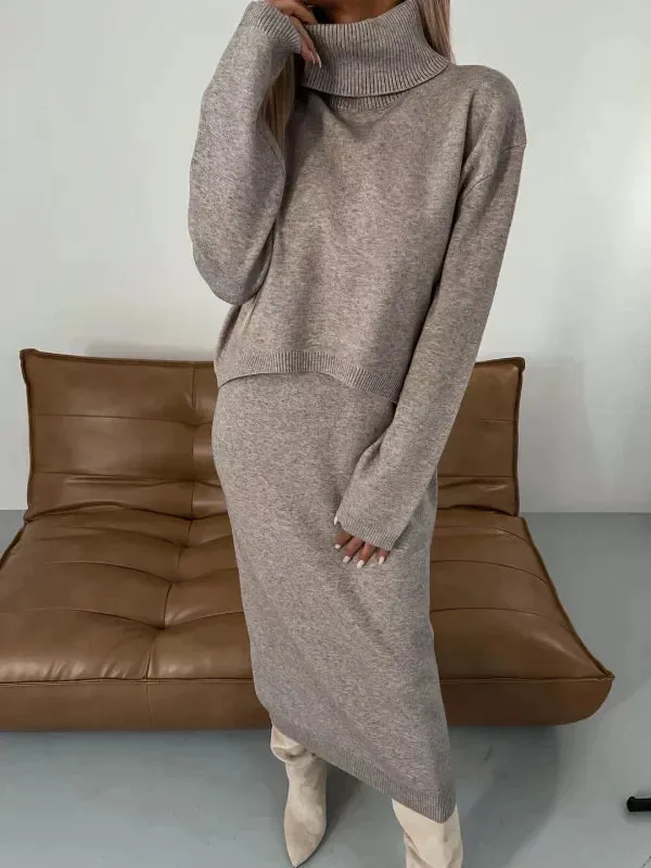 Knitwear Set | High-Neck Sweater & Skirt | Effortless Elegance