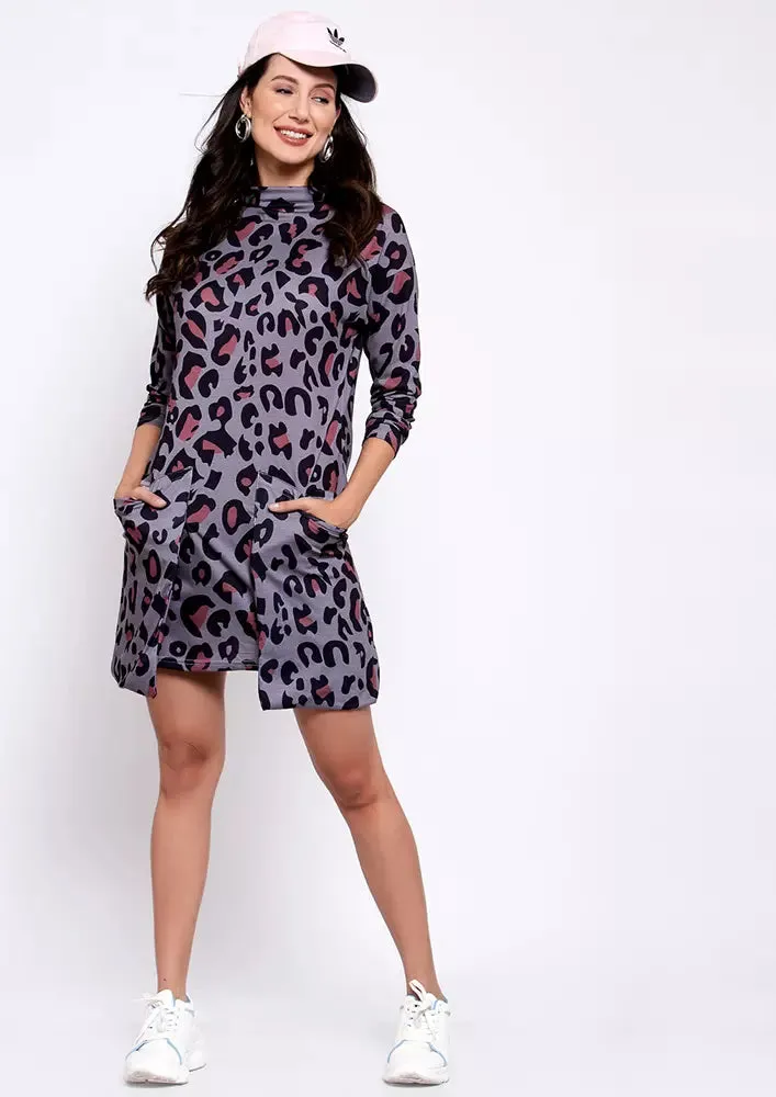 Leopard Print Pocketed Dress