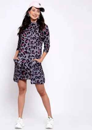 Leopard Print Pocketed Dress
