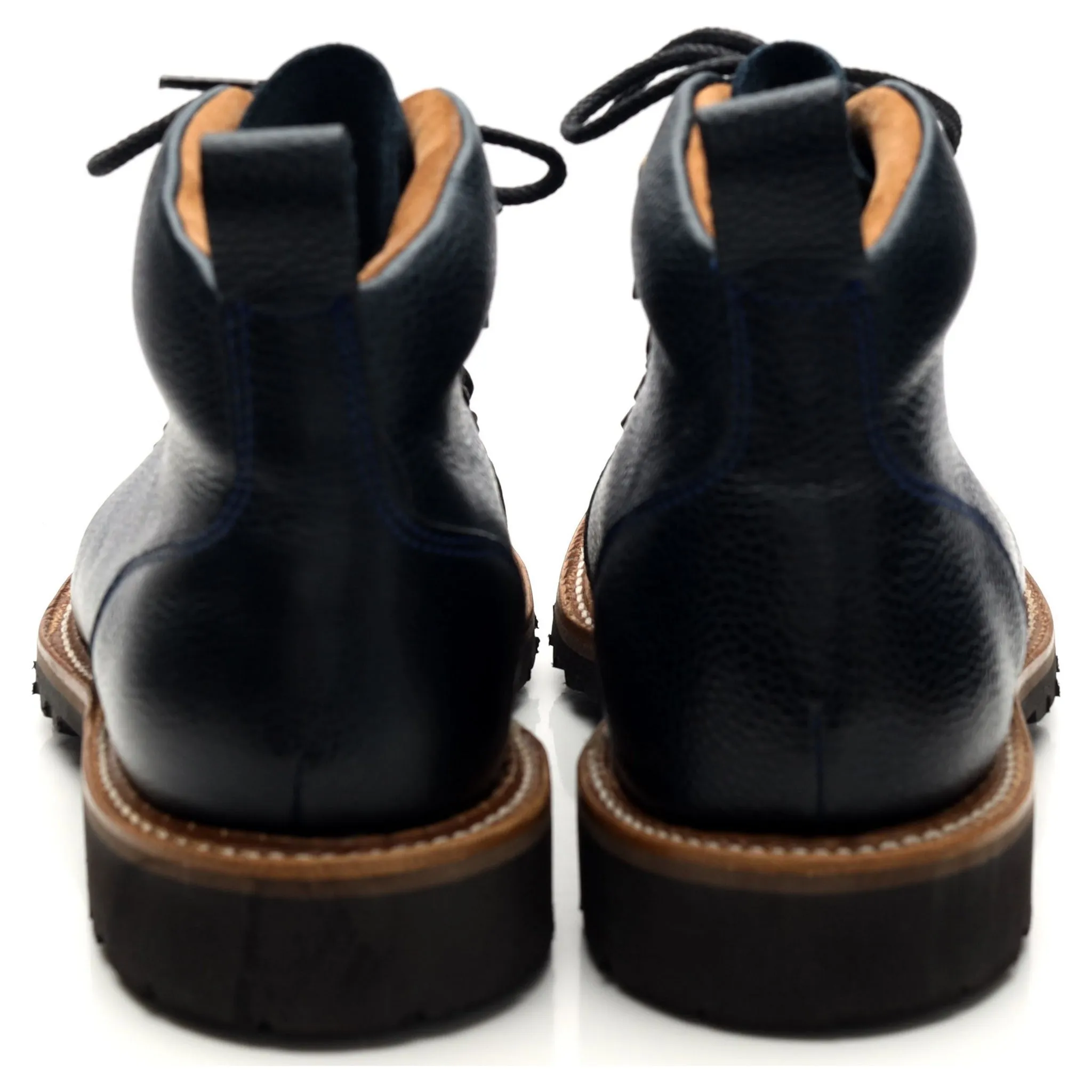 L'Exception 'Glencoe' Navy Blue Grain Leather Hiker Boots UK 7.5 F