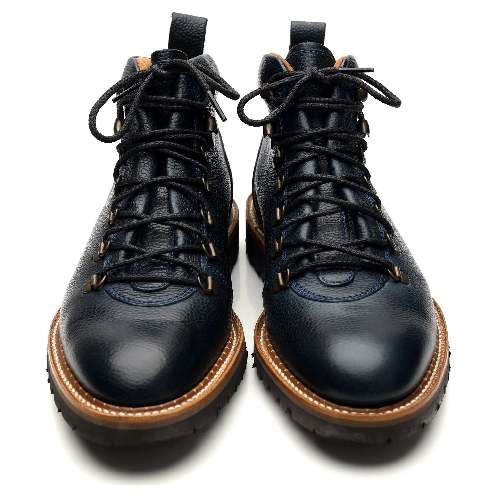 L'Exception 'Glencoe' Navy Blue Grain Leather Hiker Boots UK 7.5 F