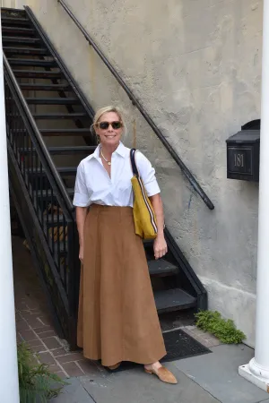 Madison Matthews Hanley Midi Skirt in Brown Corduroy