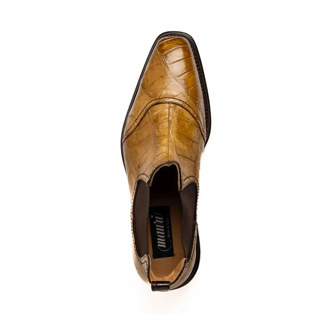Mauri Chelsea in Mustard / Sport Rust Mens Hand Painted Exotic Alligator Chelsea Boots