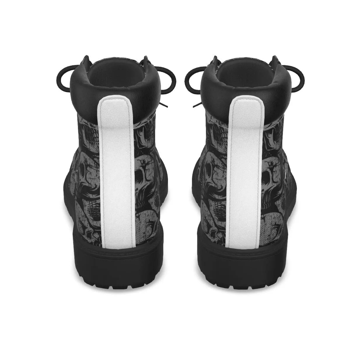 Men's Black Lots Of Skulls Short Boots