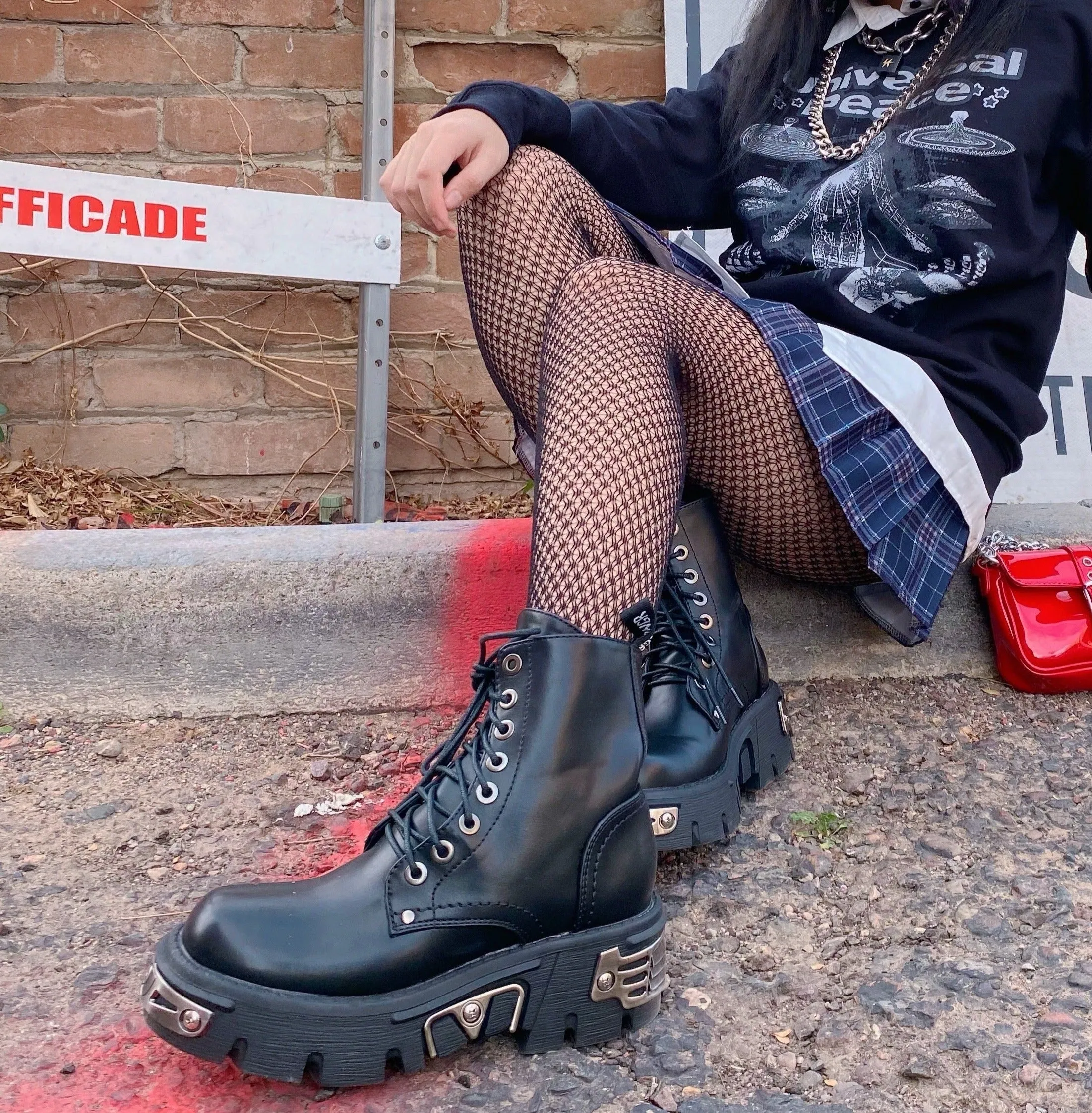 Metal Decor Platform Ankle Boots