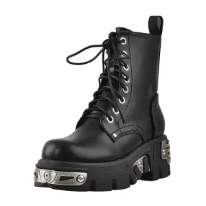 Metal Decor Platform Ankle Boots