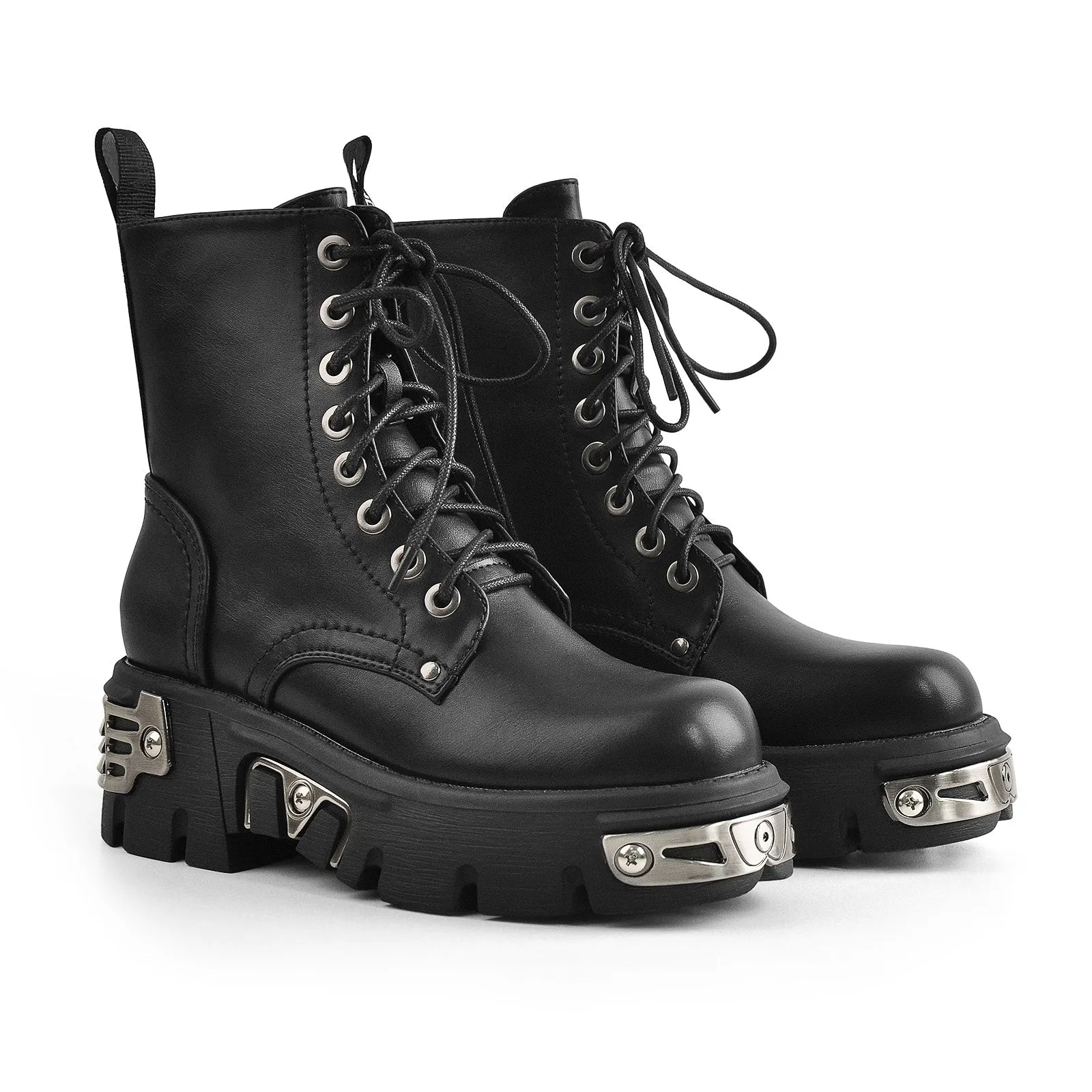 Metal Decor Platform Ankle Boots