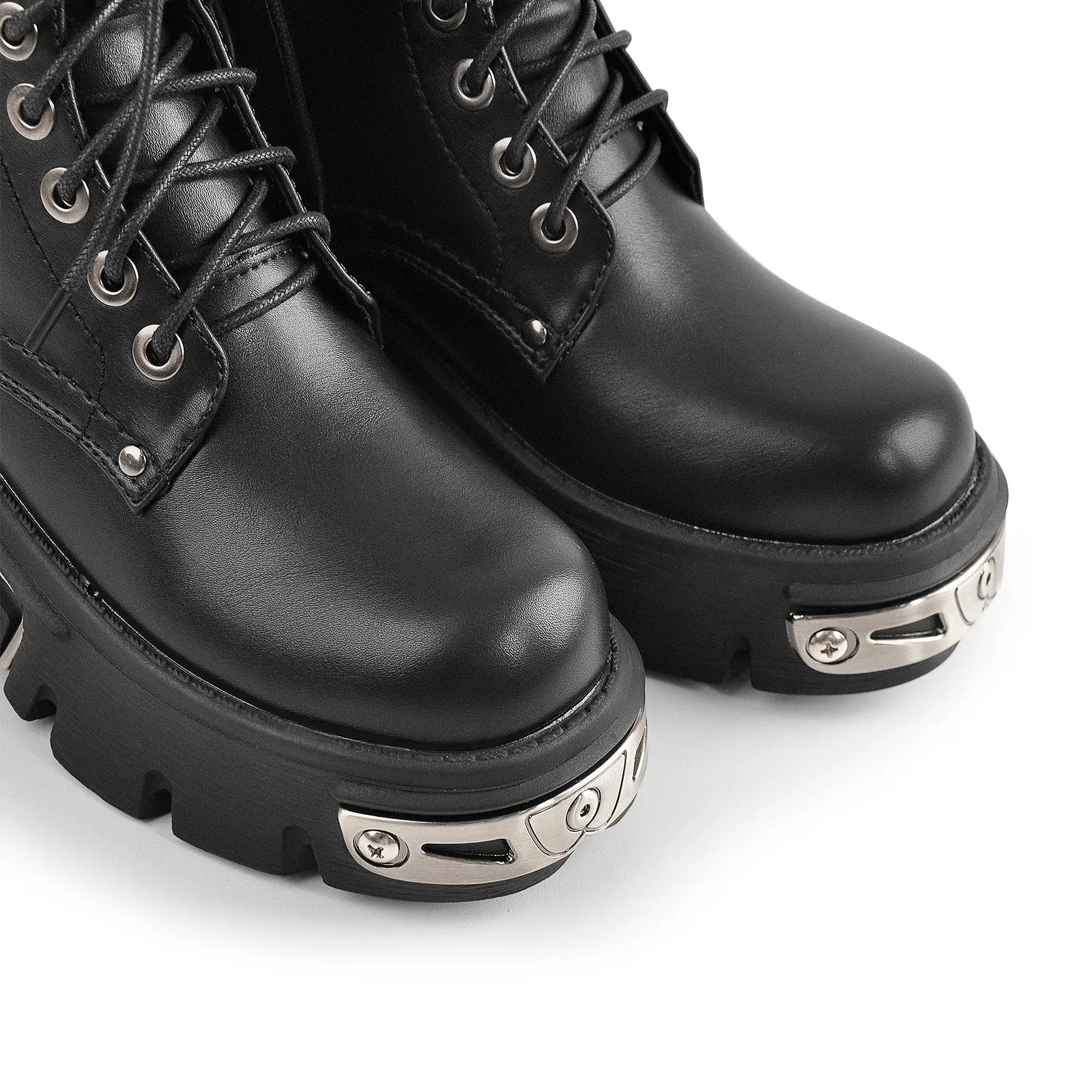 Metal Decor Platform Ankle Boots