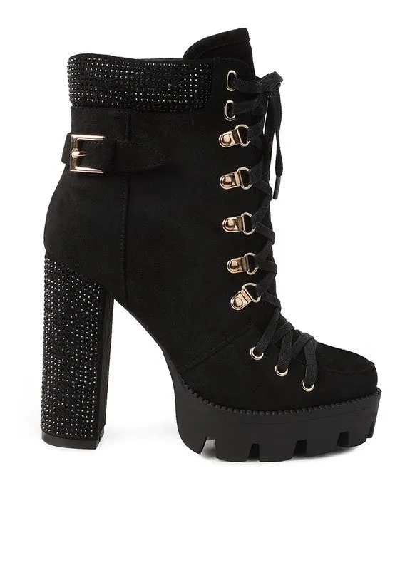 Microfiber Block Heeled Boots
