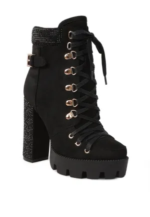 Microfiber Block Heeled Boots